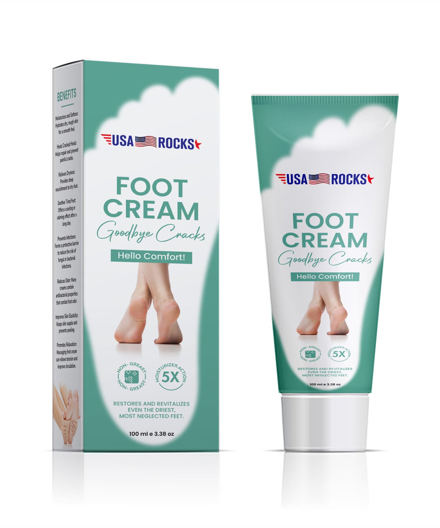 USA Rocks Foot Cream – Soothes, Softens & Repairs Cracked Heels